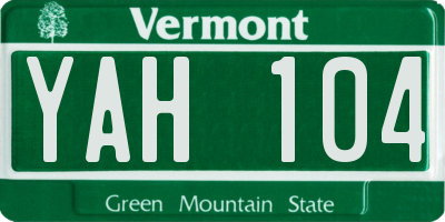 VT license plate YAH104