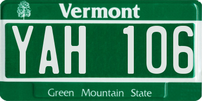 VT license plate YAH106