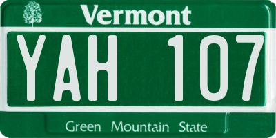 VT license plate YAH107