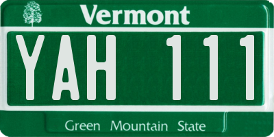 VT license plate YAH111