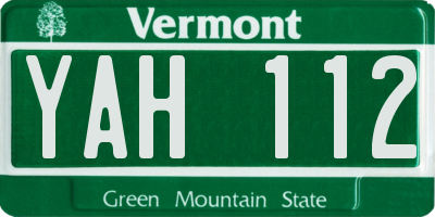 VT license plate YAH112