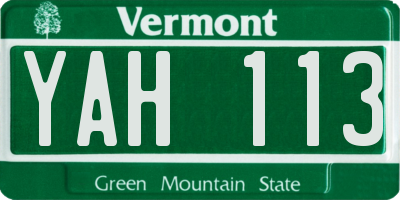 VT license plate YAH113