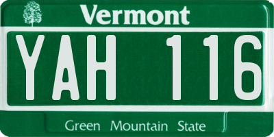VT license plate YAH116