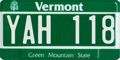 VT license plate YAH118