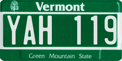 VT license plate YAH119