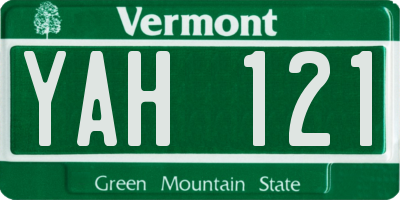 VT license plate YAH121