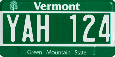 VT license plate YAH124