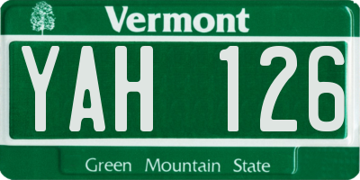 VT license plate YAH126