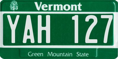 VT license plate YAH127