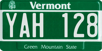 VT license plate YAH128