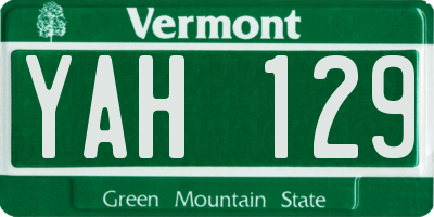 VT license plate YAH129