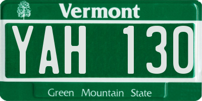 VT license plate YAH130
