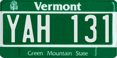VT license plate YAH131