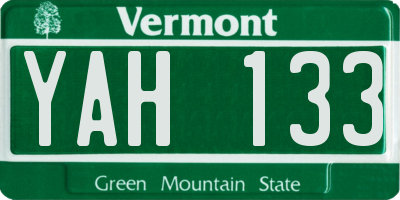 VT license plate YAH133