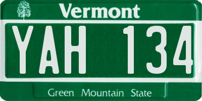 VT license plate YAH134