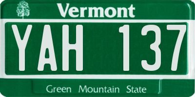 VT license plate YAH137