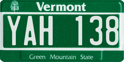 VT license plate YAH138