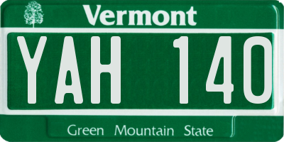 VT license plate YAH140