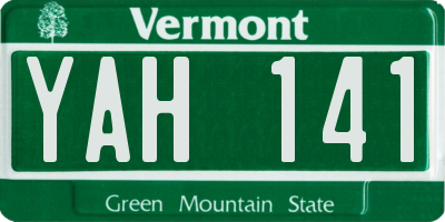 VT license plate YAH141