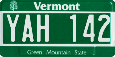 VT license plate YAH142