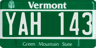 VT license plate YAH143