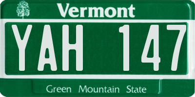 VT license plate YAH147