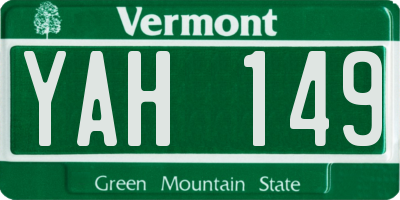 VT license plate YAH149
