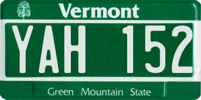 VT license plate YAH152