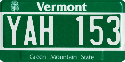 VT license plate YAH153