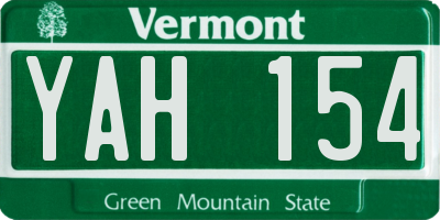 VT license plate YAH154