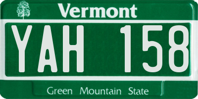 VT license plate YAH158