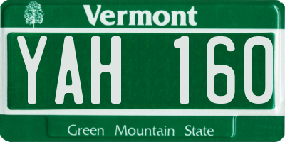 VT license plate YAH160