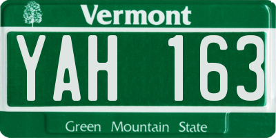 VT license plate YAH163