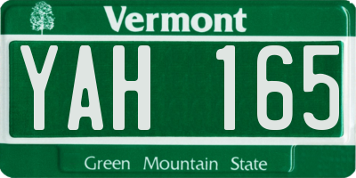 VT license plate YAH165