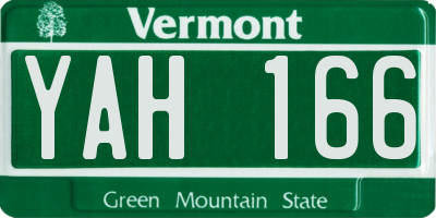 VT license plate YAH166
