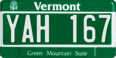 VT license plate YAH167