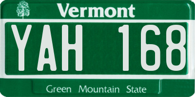 VT license plate YAH168