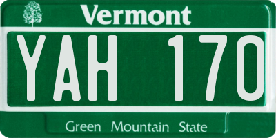 VT license plate YAH170