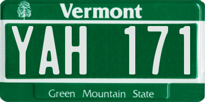 VT license plate YAH171