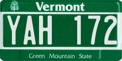 VT license plate YAH172