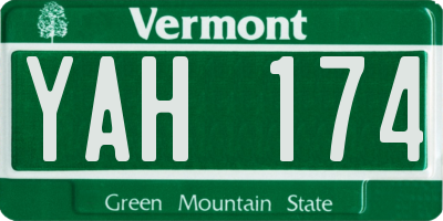 VT license plate YAH174