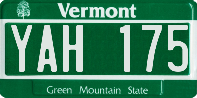 VT license plate YAH175