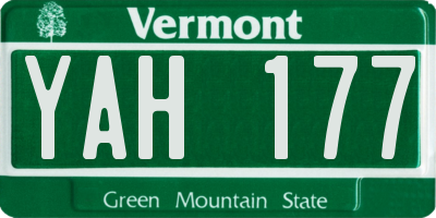 VT license plate YAH177