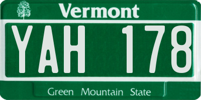VT license plate YAH178