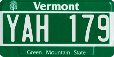 VT license plate YAH179