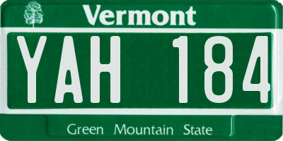 VT license plate YAH184