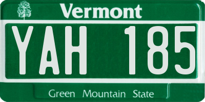 VT license plate YAH185