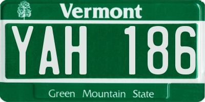VT license plate YAH186