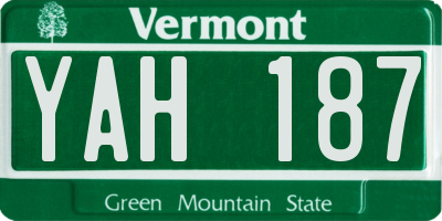 VT license plate YAH187