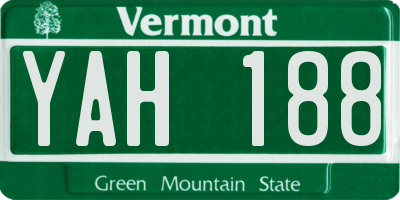 VT license plate YAH188
